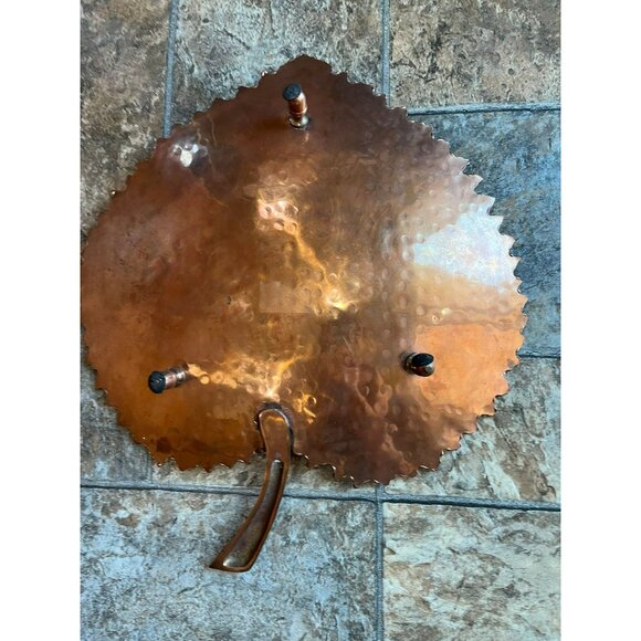 Vtg 1970's Solid Copper Hackberry Leaf Decorative Serving Dish Hand Hammered - Picture 5 of 10